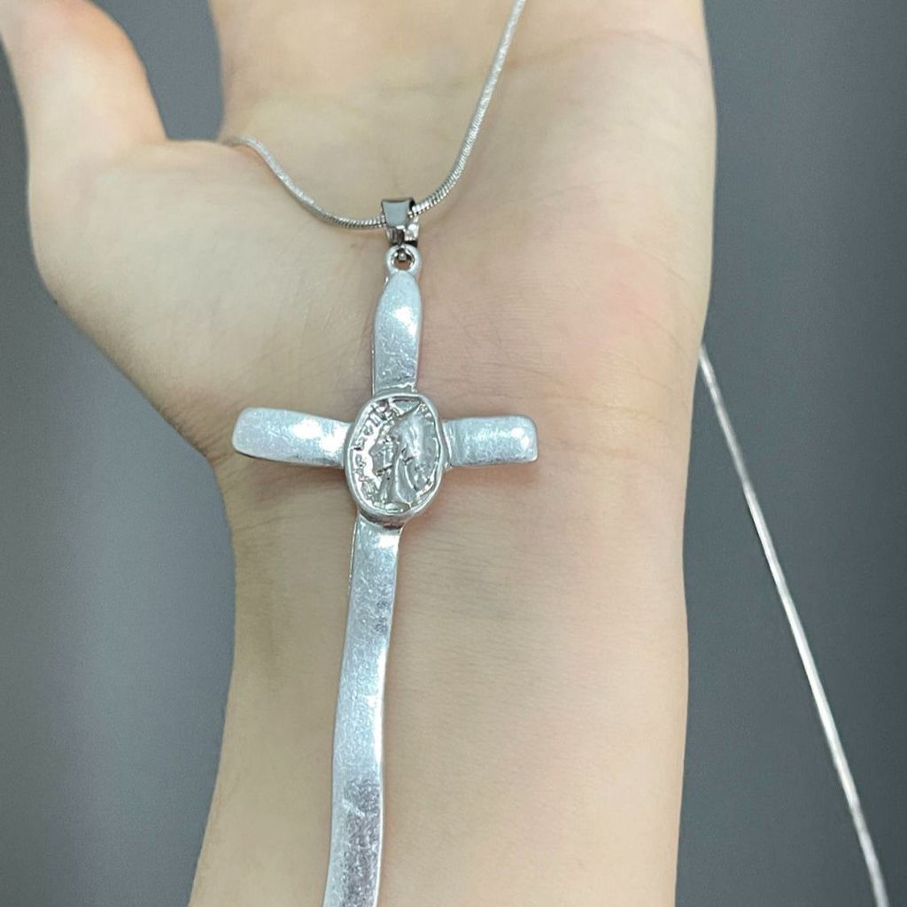 Sweet Cool Hot Girl y2k Vintage Crossสร้อยคอหญิงAbi Millennium Punk Clavicle Chain All-Matchสร้อยคอท