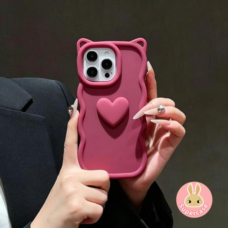 Sweet Love Heart หูแมวเคสโทรศัพท์สําหรับ Samsung Galaxy A12 M12 F12 A11 M11 A10 A10S A02 A02S M02S A