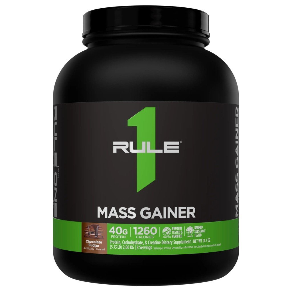 Rule 1 Mass Gainer - แคลอรี่สูง 40g All-Whey Protein, 1,220+ Calories, 250g+ Carbs, Creatine, & Mass