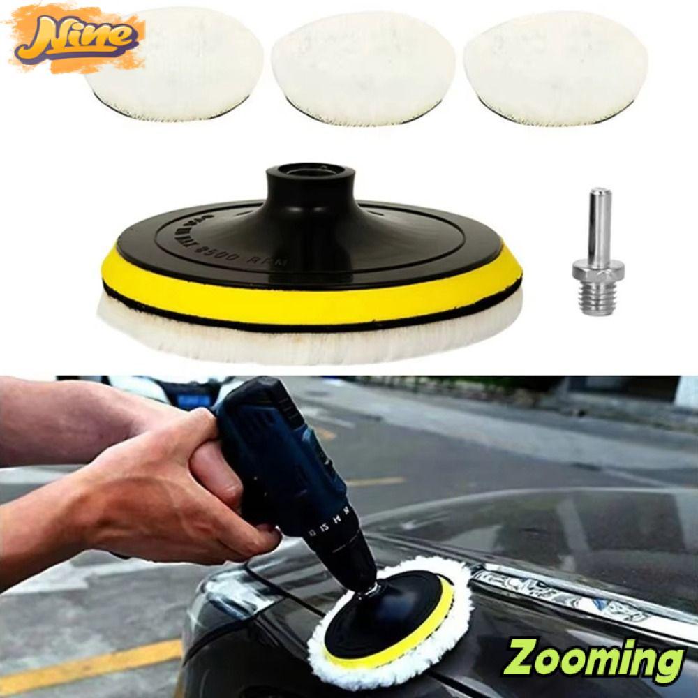 ZOOMING 5 ชิ้นรถฟองน้ําแว็กซ์ดิสก์, T-shape Flocking ชุดแผ่นขัดรถ,แบบพกพา 3/4/5/6/7 นิ้ว Buffing แว็