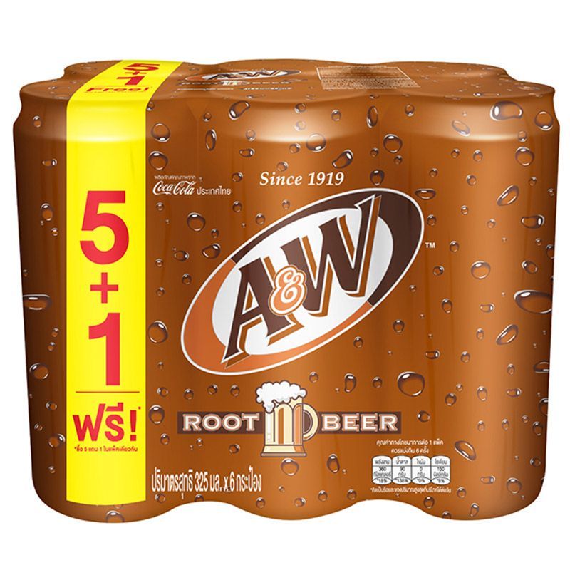 เอแอนด์ดับบลิวรูทเบียร์ 325มล.แพค 6 A&W Rootbeer 325ml. Pack 6