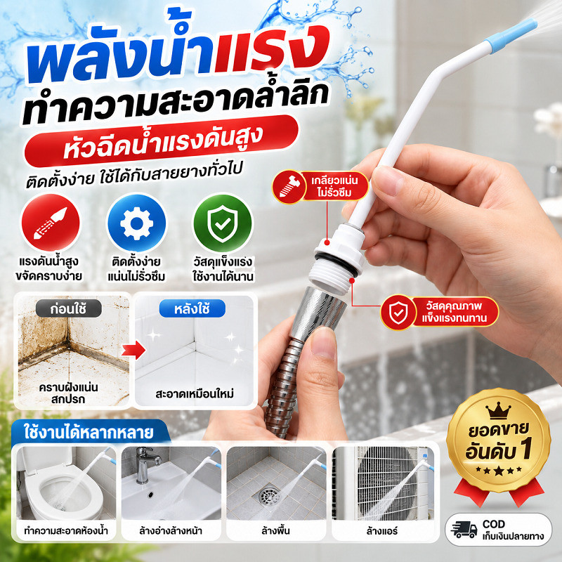 【ล้างคราบสกปรกให้เกลี้ยง】JMY หัวฉีดน้ำแรงดันสูง/หัวฉีดปืนฉีดน้ำแรงดันสูง/หัวฉีดน้ำล้างรถ/ปืนฉีดน้ำล้างรถ