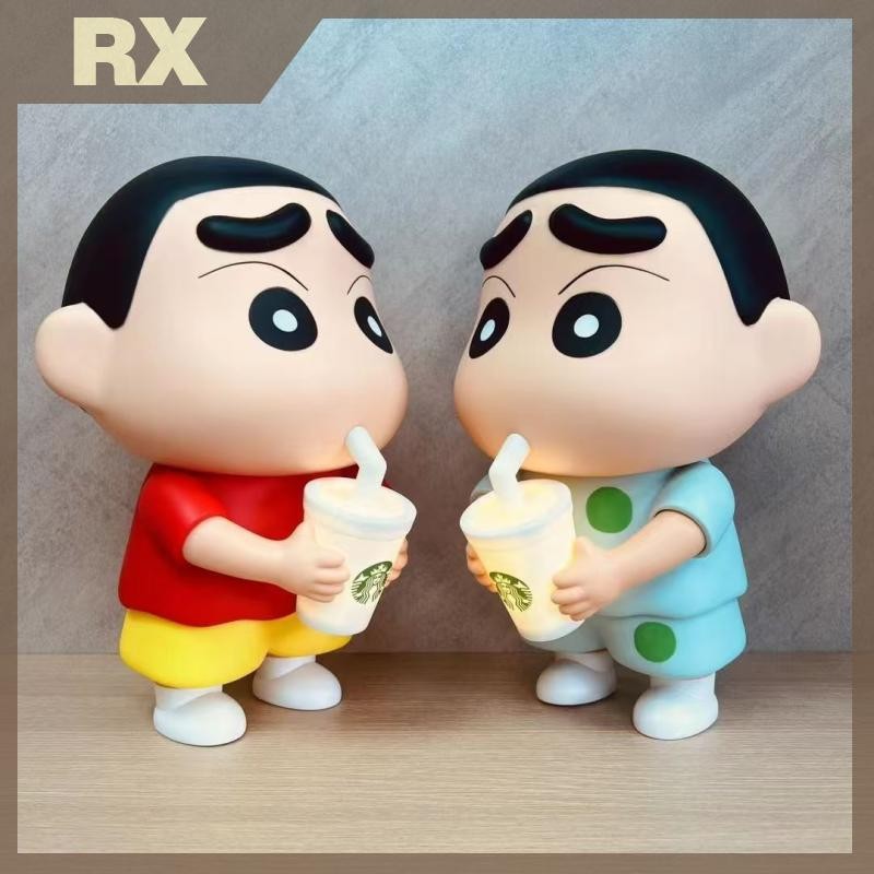 Null 1 ชิ้นไวนิลนมชาถ้วยเรืองแสงเดสก์ท็อปเครื่องประดับ 25 ซม.ใหม่ Crayon Shin-Chan มือตุ๊กตา Noob อะ