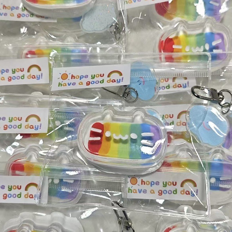 สกุชชี่ชีสแมวสายรุ้งของเล่นเมือกคลายเครียดน่ารักสําหรับเด็กและนักเรียน - รูปที่ 3