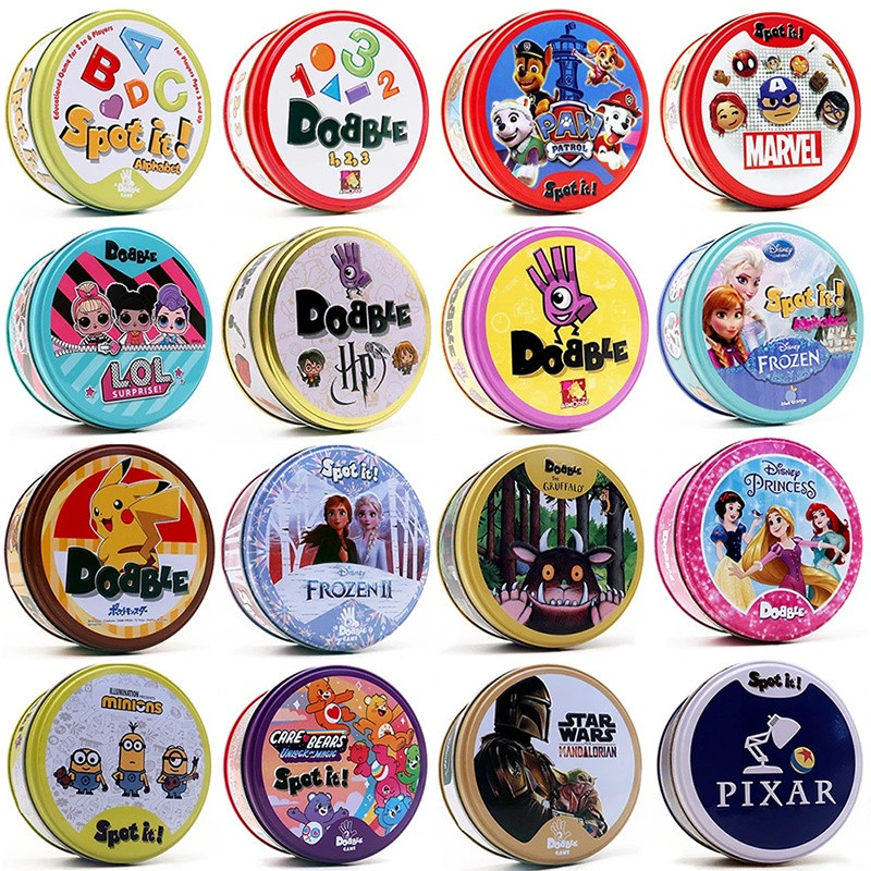 30/55PCS Dobble การ์ดเกม Spot It ตารางเกมกระดานสําหรับ Dobbles เด็ก HP กล่องโลหะการ์ดจับคู่ของเล่นเด็กของขวัญวันเกิด