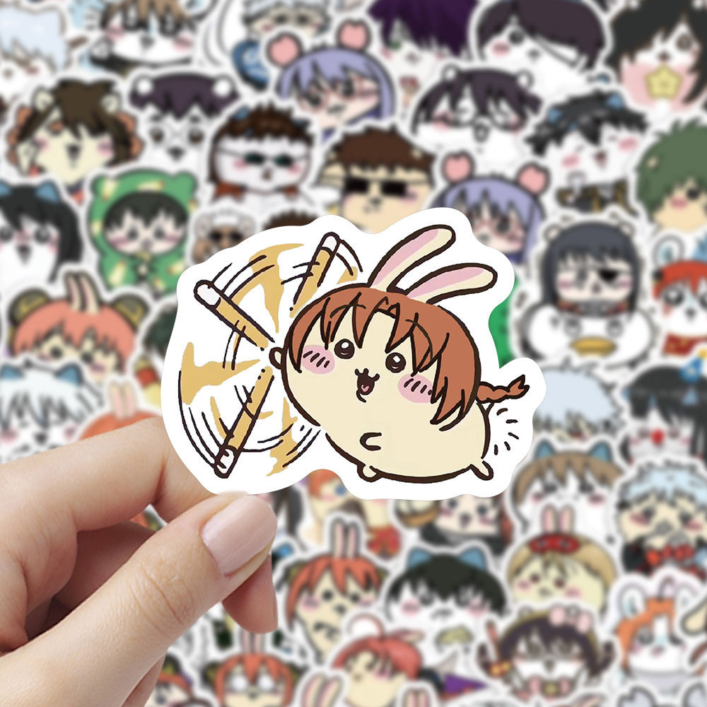 300 สติ๊กเกอร์ Silver Soul Gikawa, Chiikawa Kagura Sakata Gintoki สติ๊กเกอร์ DIY การ์ตูนอะนิเมะน่ารั