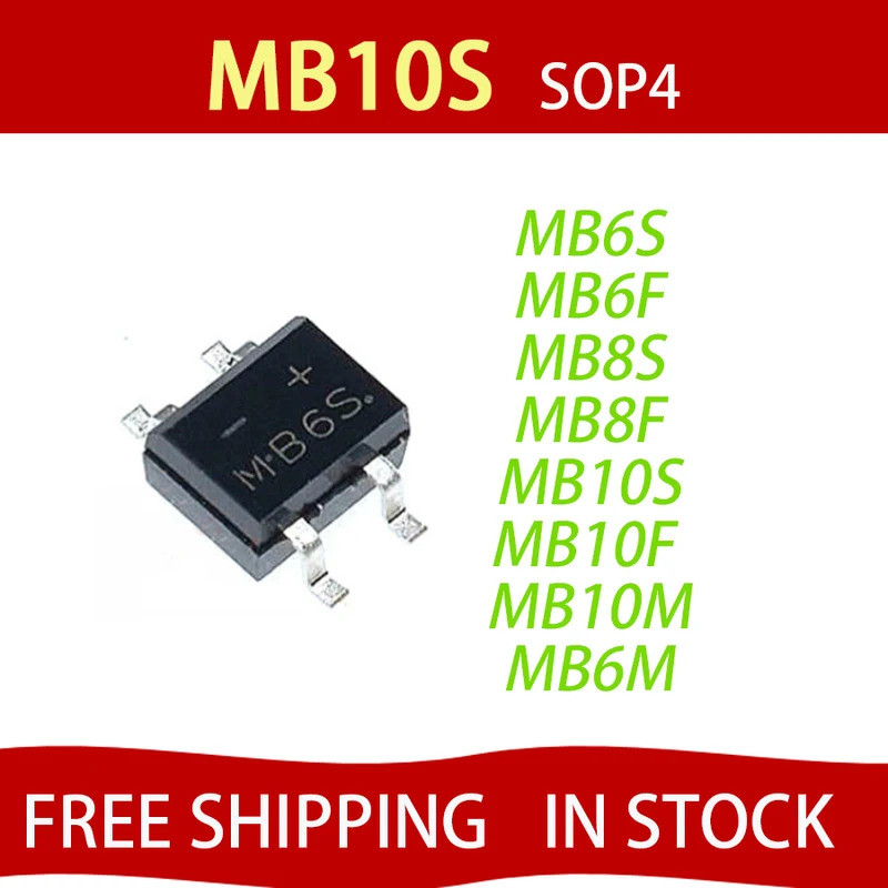5PCS MB6S MB8S MB10S MB6F MB8F MB10F SOP4 MB10M MB6M DIP4 Ultra-thin Rectifier Bridge