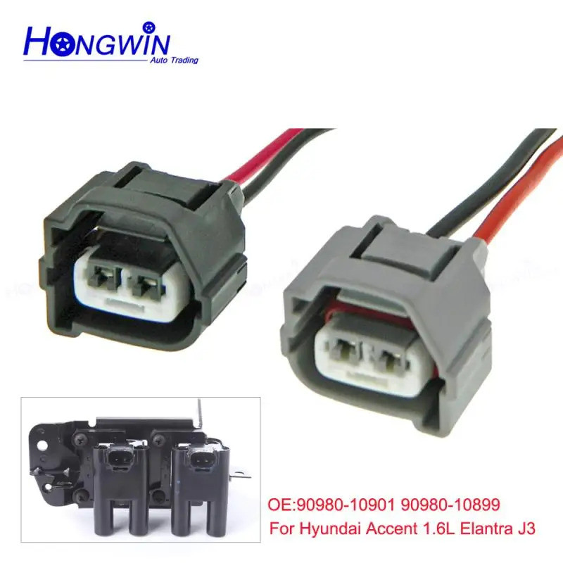 2 Pin Coil Connector ปลั๊กสายไฟสําหรับ Hyundai Accent 1.6L Elantra J3 Toyota Kia 90980-10901 90980-1