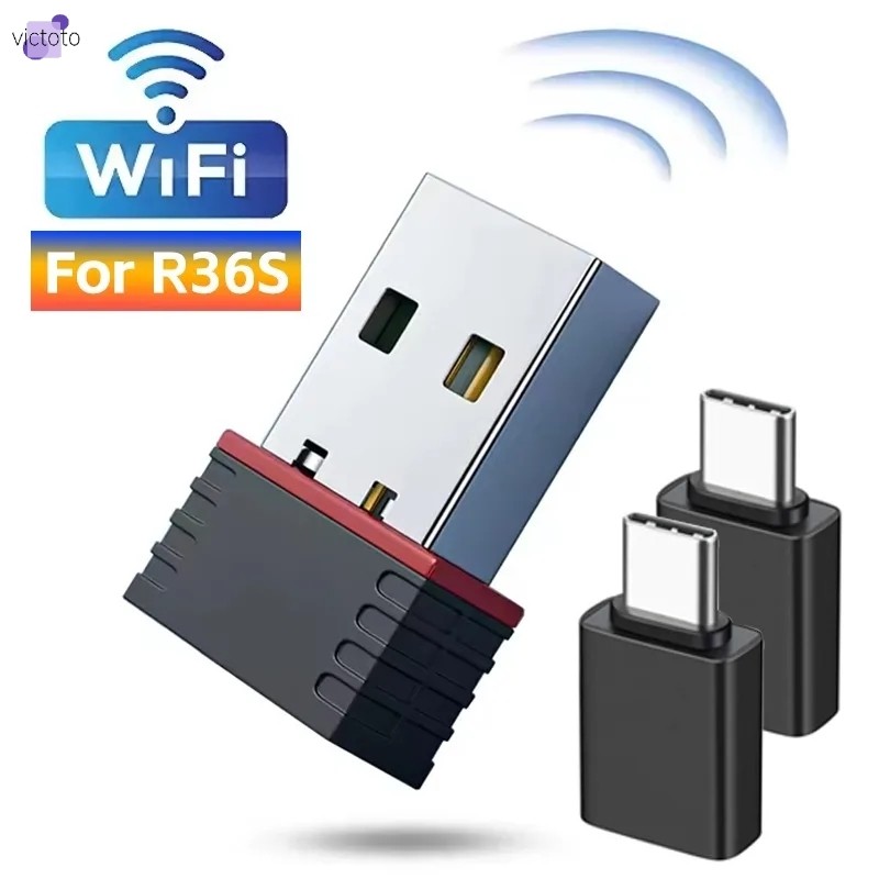RTL8188FTV USB WiFi Receiver พร้อมอะแดปเตอร์ Type-C OTG - สําหรับคอนโซลเกม R36S/R36H, การ์ดเครือข่าย