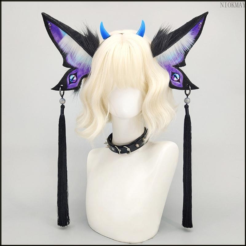 NIOK Devil Eye Headbands Dark Stylish Wing Headawear สําหรับปาร์ตี้ฮาโลวีนคริสต์มาส