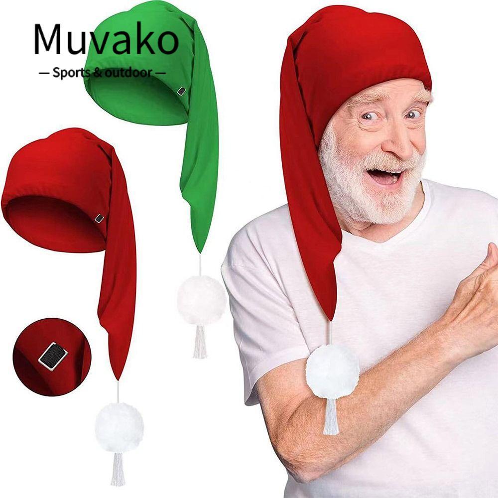 MUVAKO ชุดนอนยืดหยุ่นพร้อมหมวกนอน Pom Ball และหมวกคริสต์มาสสไตล์ Santa