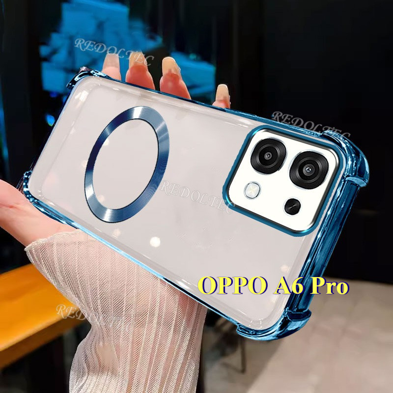 OPPO A6 Pro 5G 4G 2025 เคสใหม่แม่เหล็กกันกระแทกโปร่งใสพร้อมแหวนแม่เหล็ก 2025 ดีไซน์ใหม่ปลอกใส OPPO A6Pro ฝาครอบโทรศัพท์แบบนุ่มบางเฉียบ