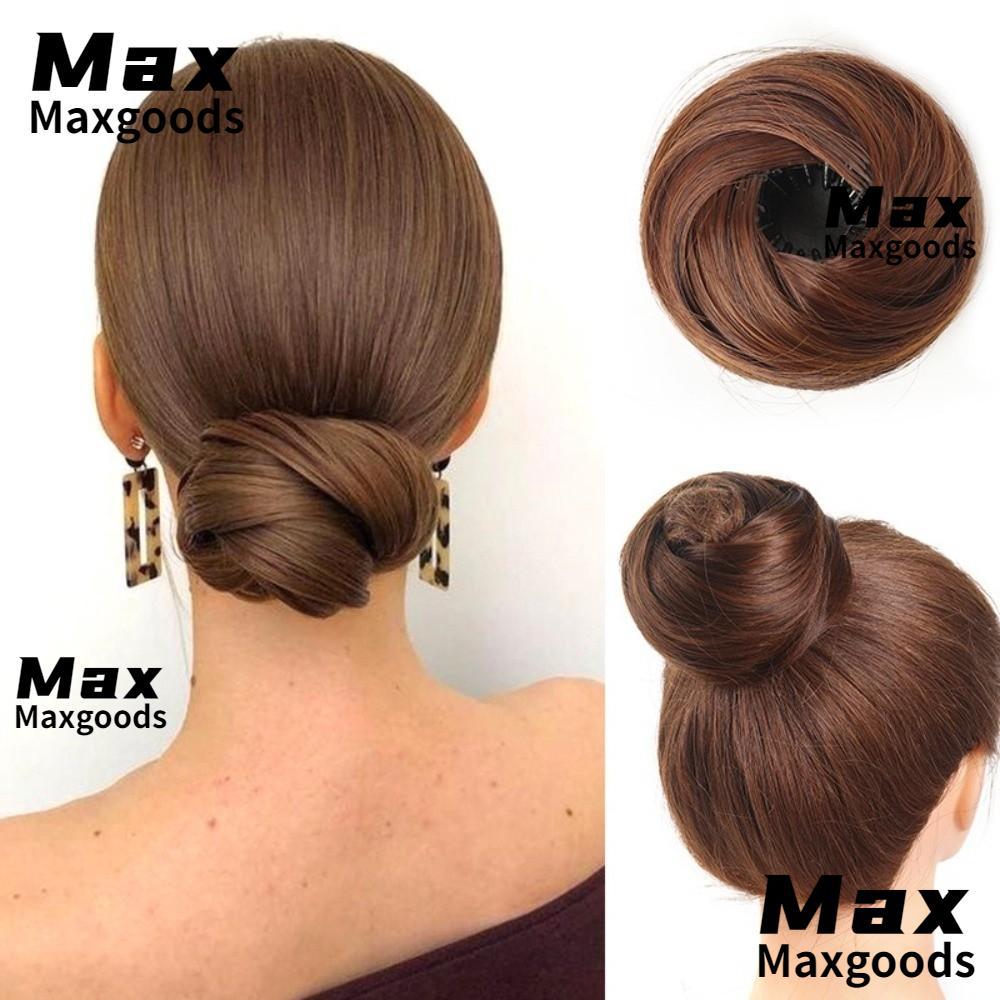 MAXG คลิปต่อผมสำหรับ Bun, ส่วนขยายผมวงกลมยืดหยุ่น, ทรงผมทันสมัยสำหรับสาว ๆ
