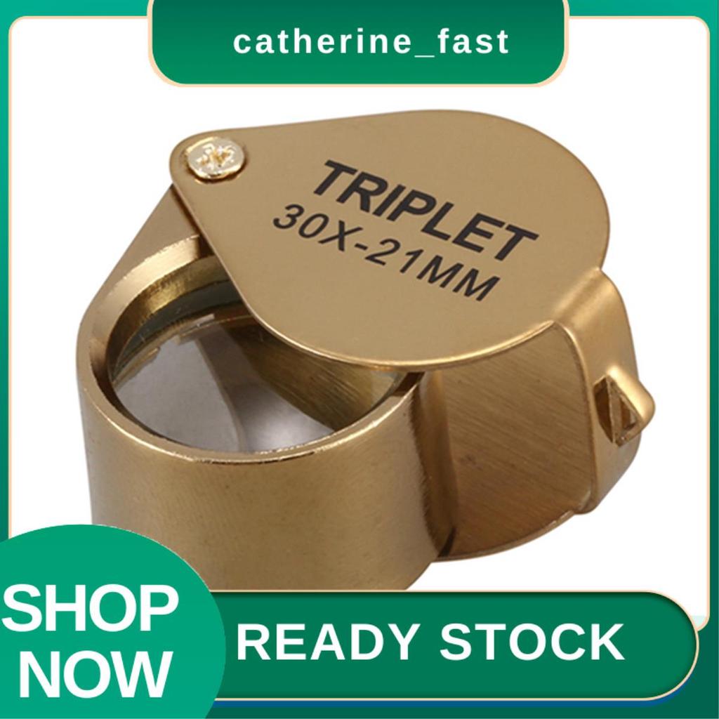 In Stock 3pcs แบบพกพา 30X 21 มม.Jewers แว่นขยายพับ Gold Eye Loupe เครื่องประดับ Store แว่นขยาย
