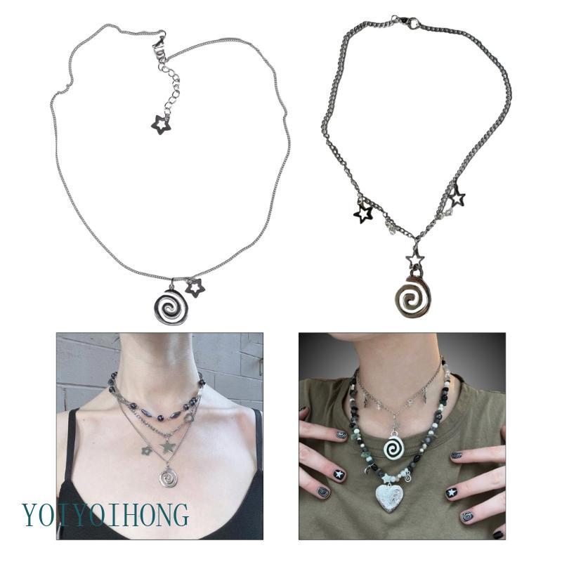 YOI Temperament Vortex Star จี้สร้อยคอเครื่องประดับ Y2K Clavicle Chain สร้อยคอ