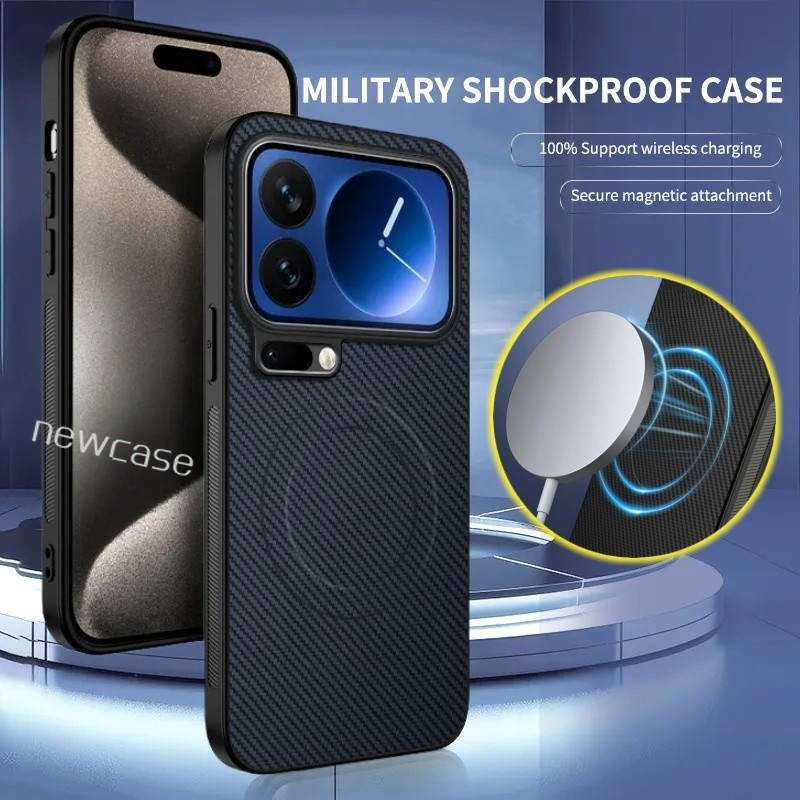 รูปแบบคาร์บอนไฟเบอร์สําหรับ Xiaomi 17 Pro Max 5G 2025 Mi17 Mi 17Pro 17ProMax PC Hard Case แม่เหล็กชา