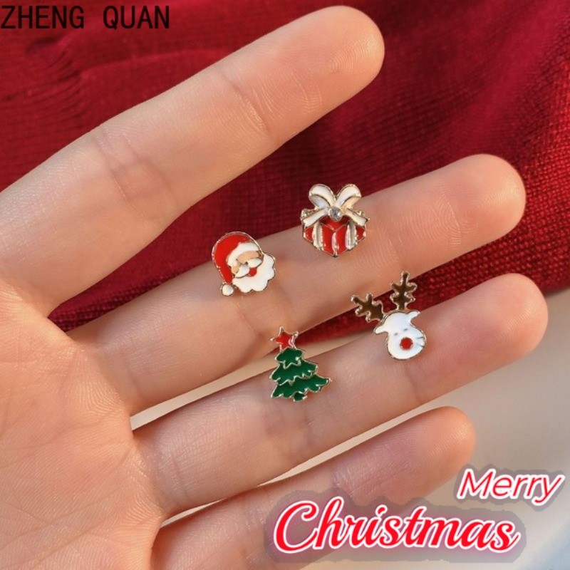 ต่างหูเคลือบชุด เครื่องประดับธีมคริสต์มาส เหมาะสำหรับของขวัญและเทศกาล