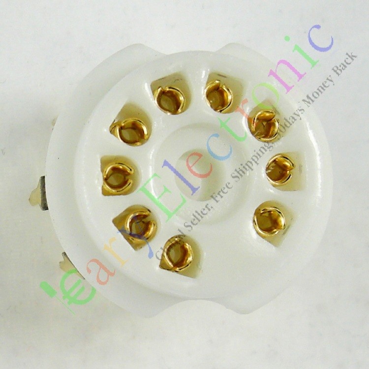 PCB ขนาดเล็กข้อเท้าขาเซรามิค Gold-Plated Tube Holder GZC9-BG เหมาะสําหรับ 12AX7 12AT7 6p1 6p14 หลอดอ