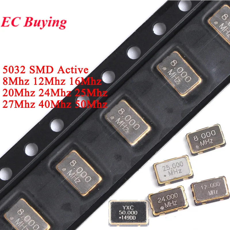 5PCS 5032 SMD Active Crystal Oscilator 4Pin 8MHz 12MHz 16MHz 20MHz 24MHz 25MHz 40MHz 50MHz