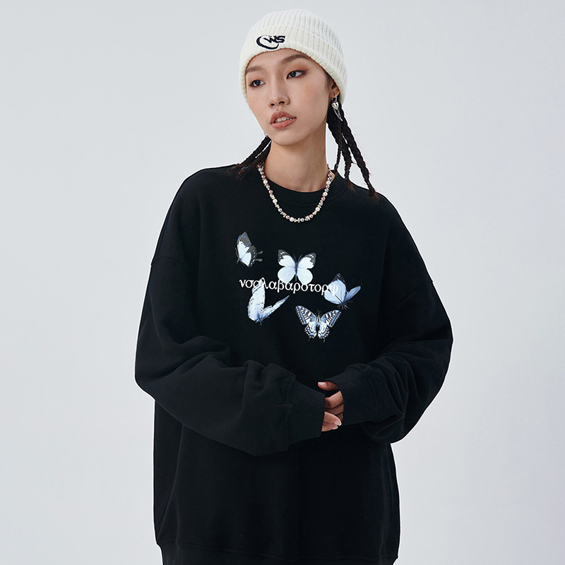 NSS Yan Haoxiang แจ็กเก็ตฮู้ดพิมพ์ลายผีเสื้อ สำหรับผู้ชายและผู้หญิง ออกแบบมาให้สวมใส่ได้ทั้งฤดูใบไม้