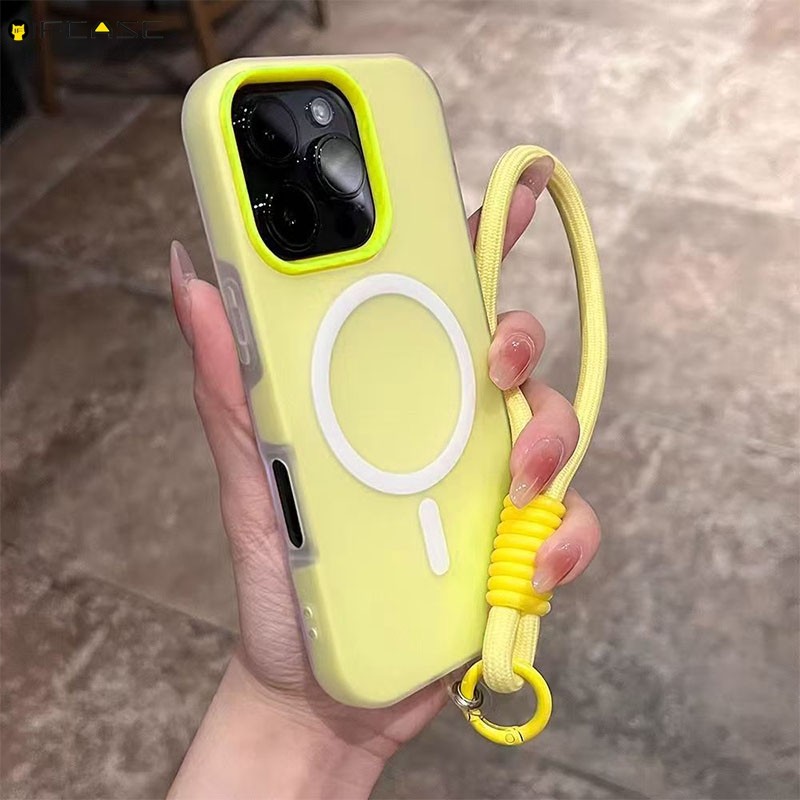 สําหรับRealme 15 Pro 15T 14 Pro Plus 14T 14X 12 Pro Plus Lite 11 11X 10 9iเคสโทรศัพท์ 2 ใน 1 แม่เหล็กพร้อมสายคล้องสีสันCandyสีFrostedปลอกกรณีฝาครอบ