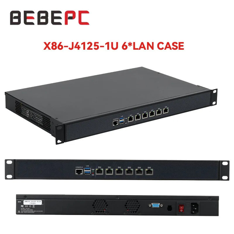 BEBEPC 1U เครื่องดับเพลิงพร้อม Inter Celeron J6412/j4125 3965U เครือข่ายความปลอดภัยเซิร์ฟเวอร์เกตเวย