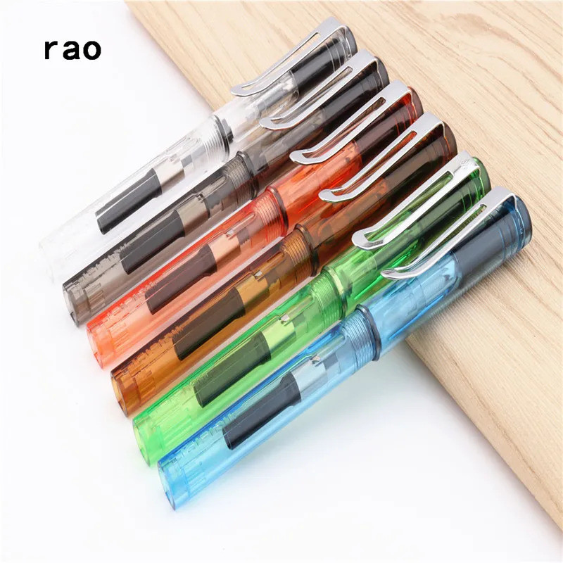 Jinhao 599 เครื่องเขียนสํานักงานโรงเรียนสีโปร่งใส Fine Nib Fountain Pen ใหม่