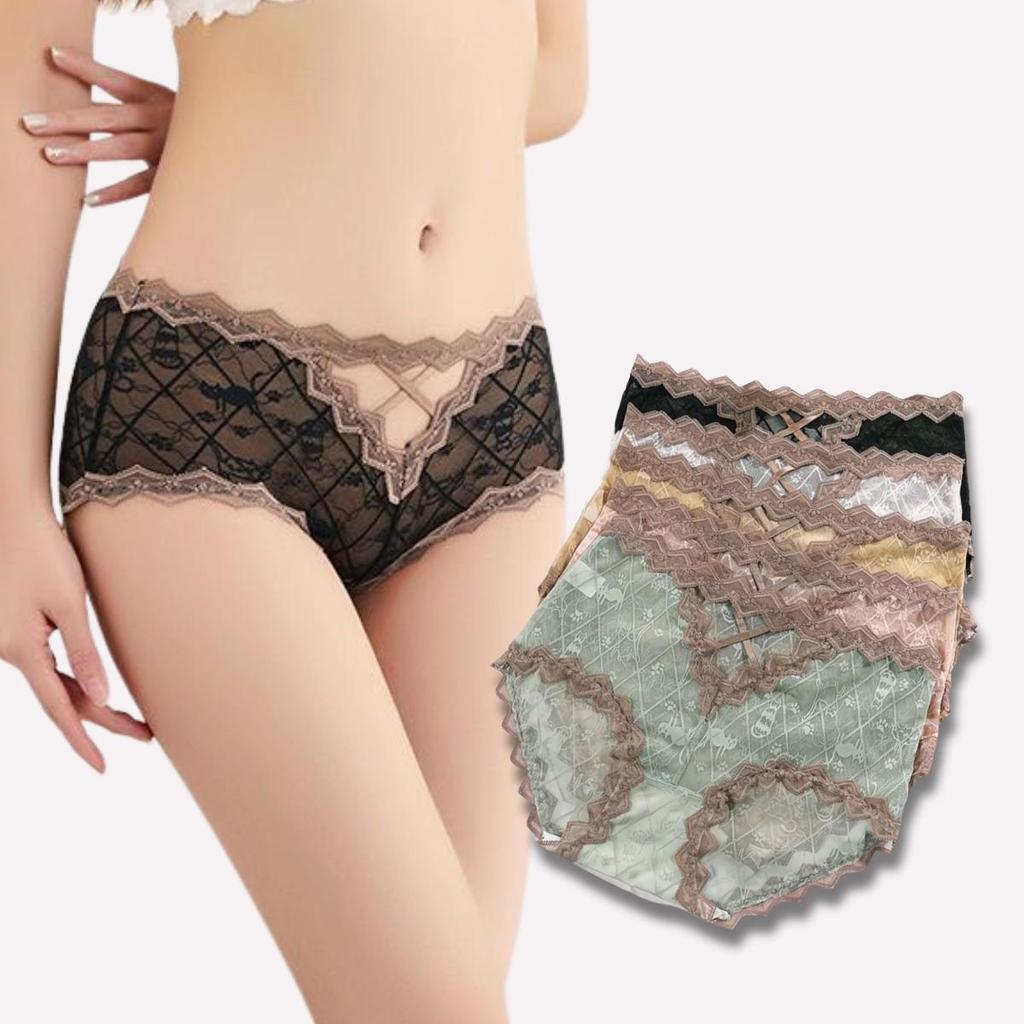 💗แพ็ค 5 ตัว💗กางเกงชั้นใน สตรี กางเกงใน ลูกไม้ ผู้หญิง ผ้าลูกไม้ซีทรูนุ่มบางเบา เซ็กซี่ ระบายอากาศดี ไม่อับชื้น มี 5 สี