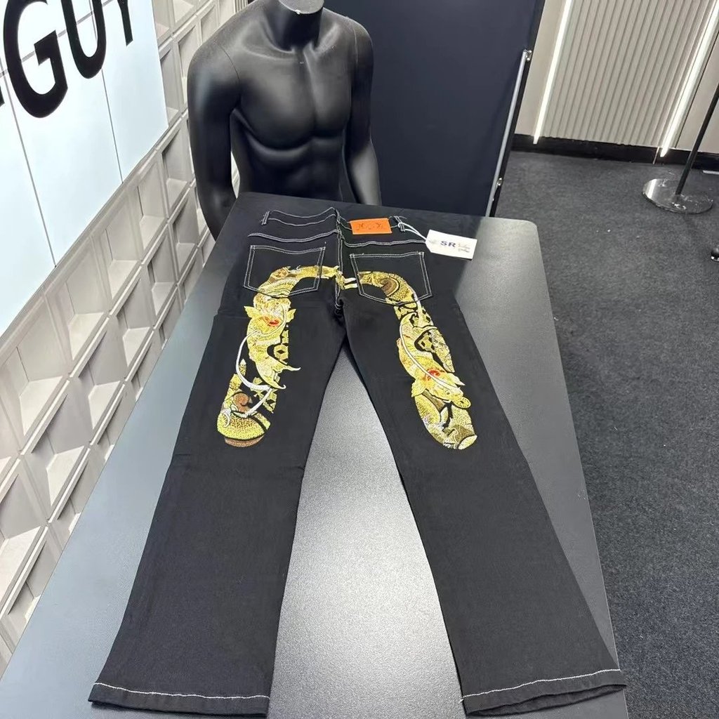 EVISU 1: 1 Original Standard Real Shot, ฤดูใบไม้ร่วงฤดูหนาวขายร้อนแนะนําขายร้อน⭐Fushen Jeans Back M 