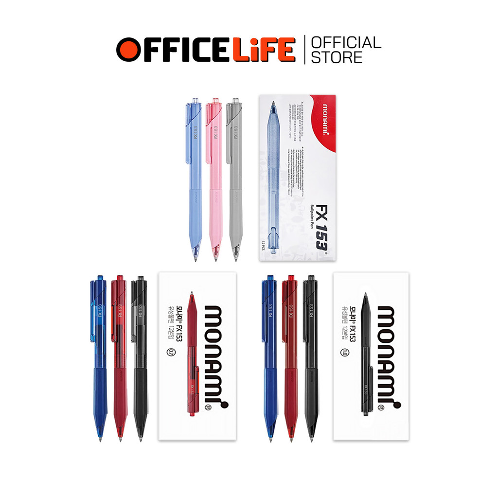 MONAMI (โมนามิ) ปากกาลูกลื่น ปากกา รุ่น FX153 ขนาด 0.5 / 0.7 / 1.0 MM ( 12 ด้าม )