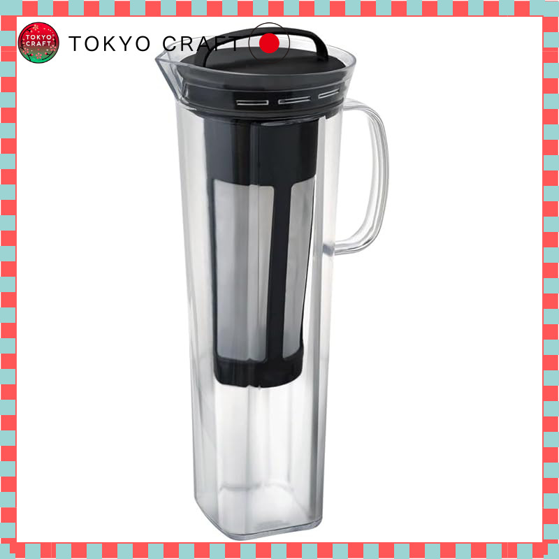 HARIO Cold Brew Coffee Pitcher Rise 840mL, for Iced Coffee, Dishwasher Safe, Tritan, Black, CBR-12-B