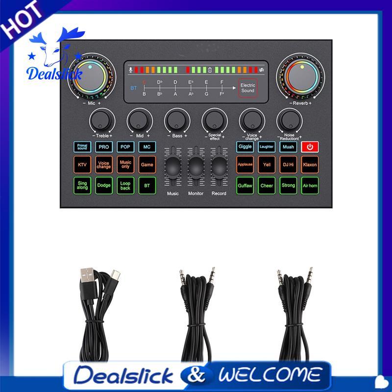 F999 Ultra Sound Card K Song Recording Mixer Touch Screen Live Performance การ์ดเสียงสะสมสีดํา