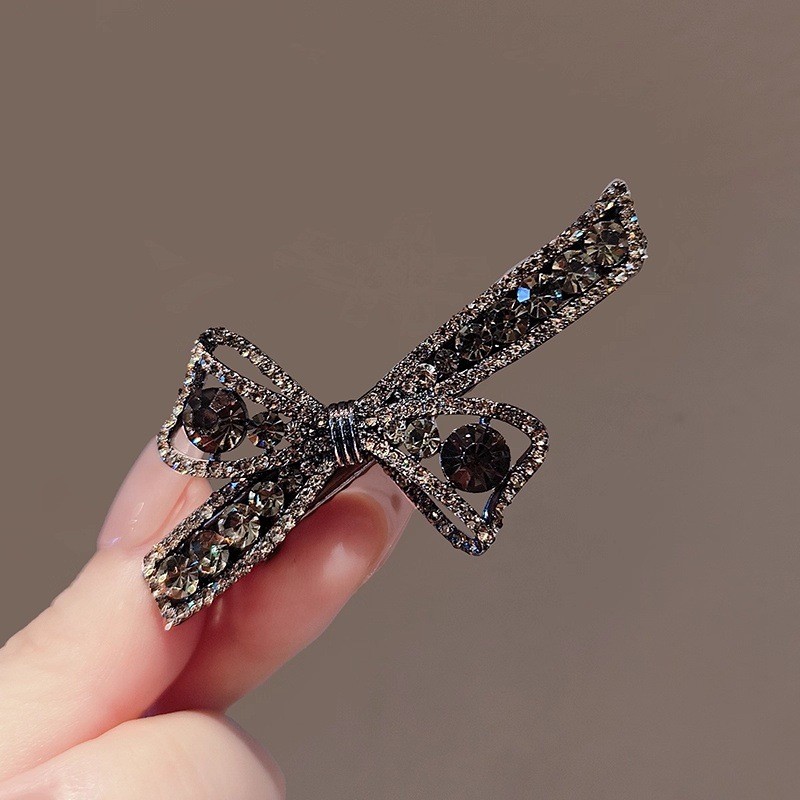 MAUROPOLI [คลังสินค้าพร้อม] Bow Duckbill Clip ประณีต ตกแต่งคริสตัล สำหรับผมหน้าม้าและผมหัก