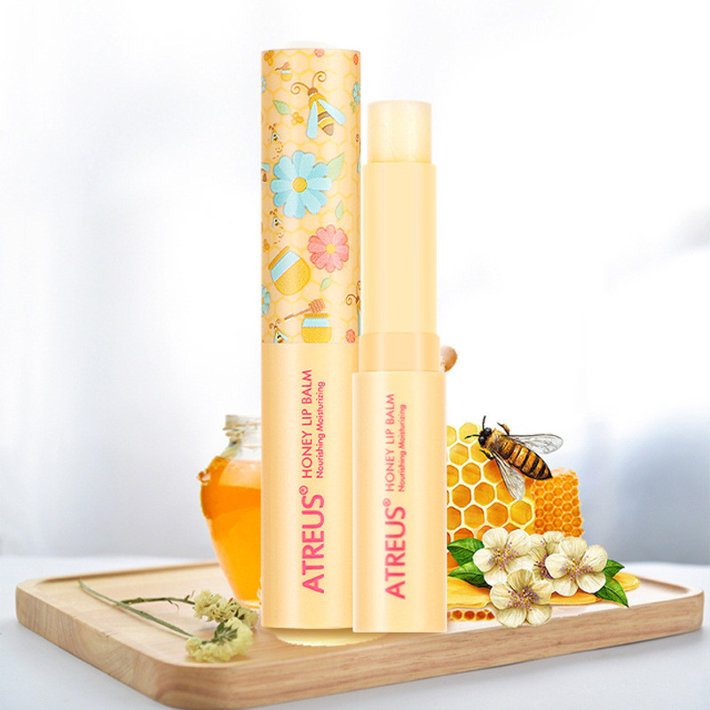 With Chinese Standard Thailand ATREUS Honey Lip Balm Moisturizing Hydrating Bee Lipstick Dry Lips ใช