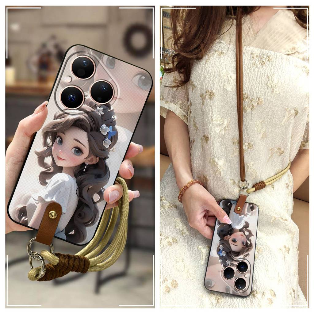 ออกแบบแฟชั่น Anti-knock เคสโทรศัพท์สําหรับ Huawei P80/Pura80 ฝาหลังการ์ตูนน่ารักทนทาน Lanyard Dirt-r