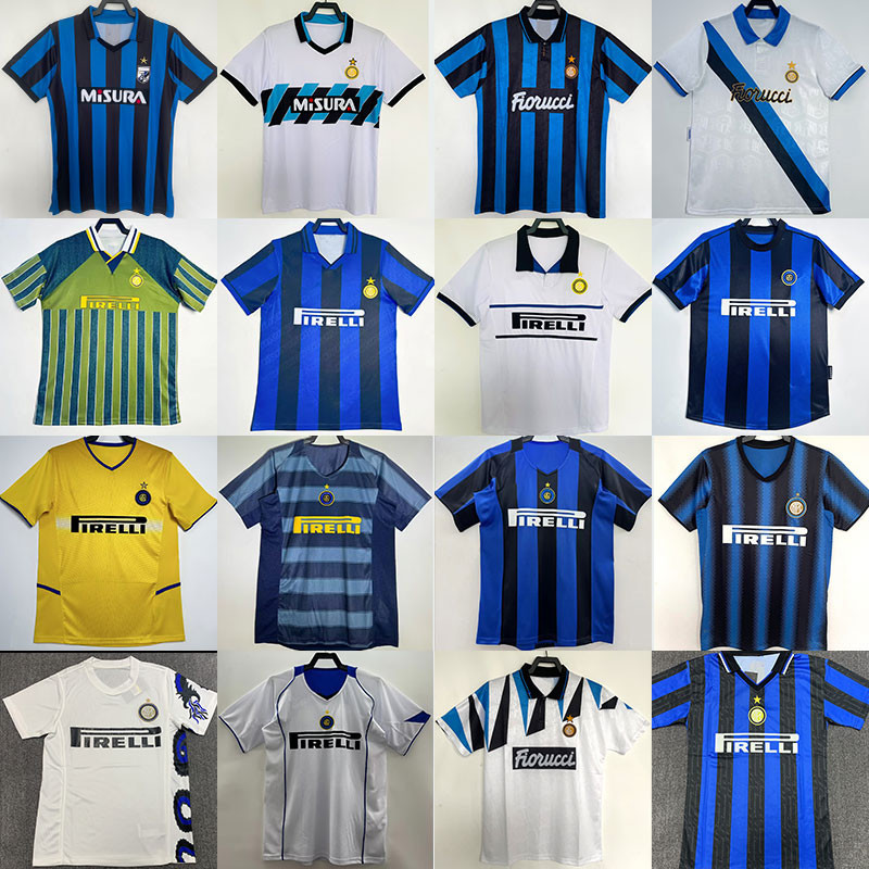 yoyostop 3คุณภาพสูงRetro 88-98 Interฟุตบอลเสื้อฟุตบอลเสื้อยืดเสื้อกีฬาแฟนๆรุ่นS-2XL