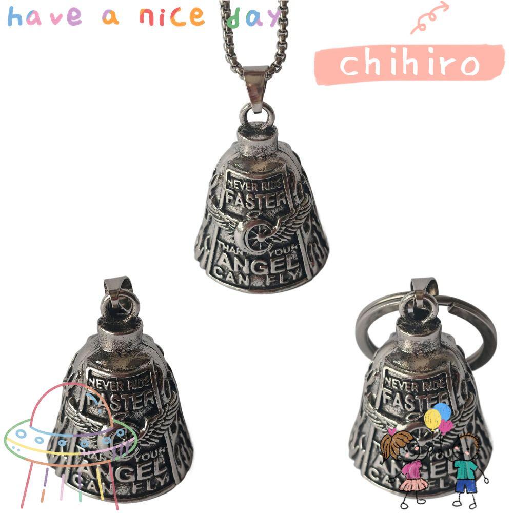 CHIHIRO Motorcycle Guardian Bell, Retro Design Angel Pendant Bell, Vintage Alloy Wing Design Punk Style Biker Good Luck Charm Men