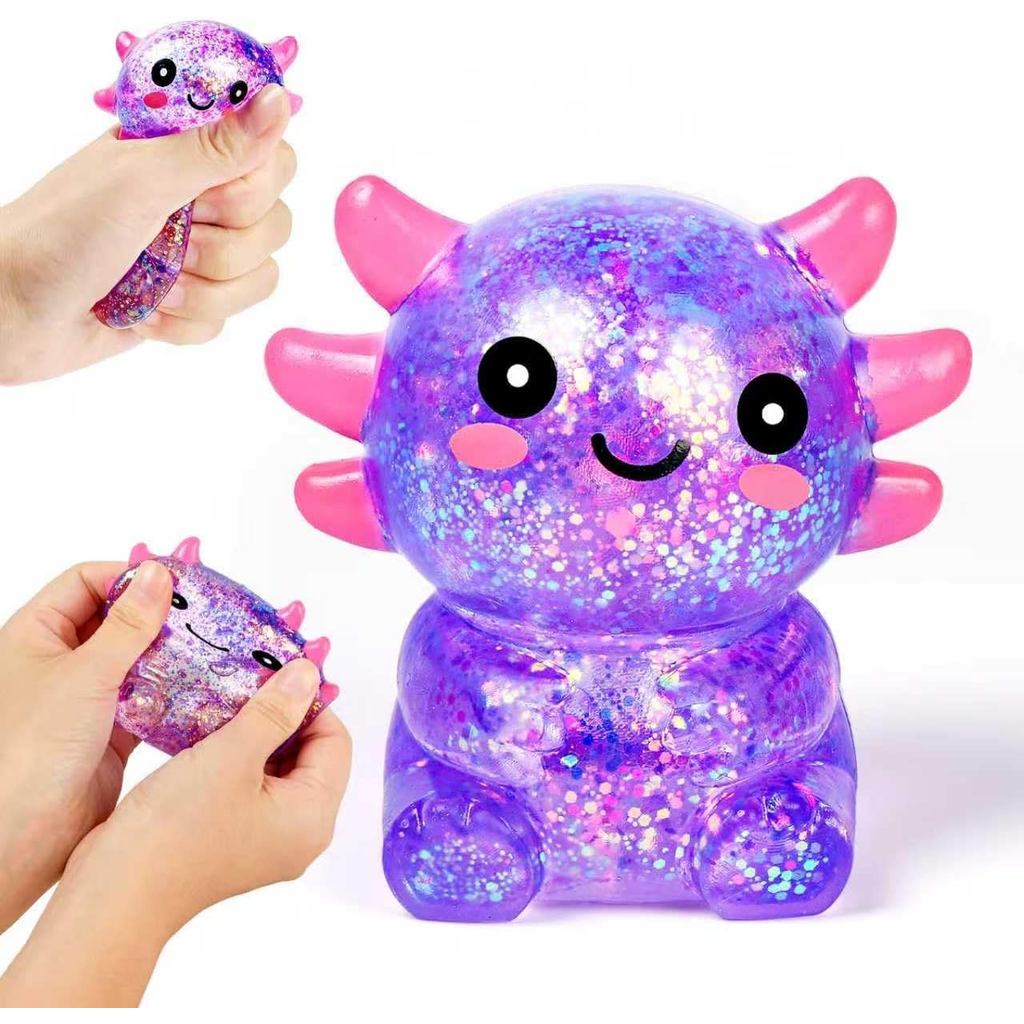 Squishy Axolotl ลูกบอลความเครียดสําหรับผู้ใหญ่และเด็ก, น่ารัก Malt Sugar Filled Sensory Fidget ของเล