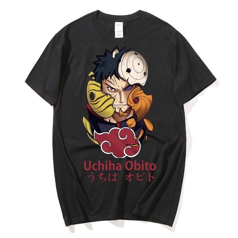 T-Shirt2024 เสื้อยืดใหม่ NARUTO เสื้อยืดแขนสั้นผู้ชายอะนิเมะ Obito พิมพ์แฟชั่นผู้หญิง akatsuki Uc