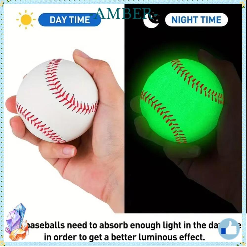 AMBER Luminous Ball, 9 นิ้ว Handmade Noctilucent Baseball,คุณภาพสูง PVC Glow Baseball Team Training