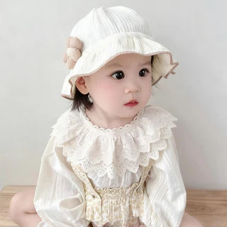 หมวกเด็ก ปรับได้ หมวกกันแดดเด็ก ผ้าฝ้าย ระบายอากาศได้ดีและสะดวกสบาย สไตล์น่ารัก