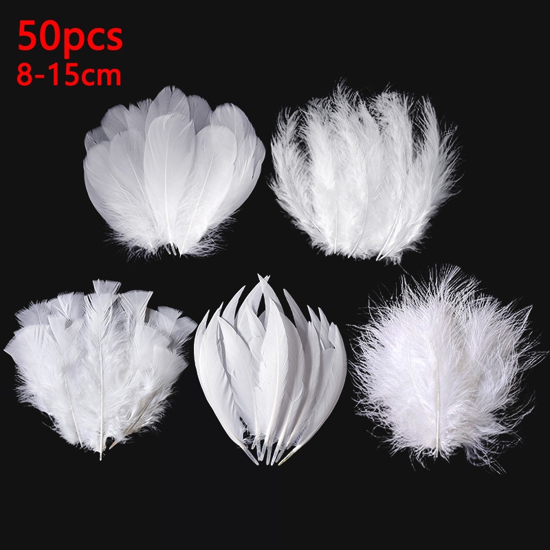 8-15 ซม.Feathers ยาวตกแต่งจํานวนมากสีขาว Plume 50 ชิ้นไก่ Goose สําหรับภาพนวด Tree Dreamcatcher หัตถกรรม Plumas ขนาดเล็ก