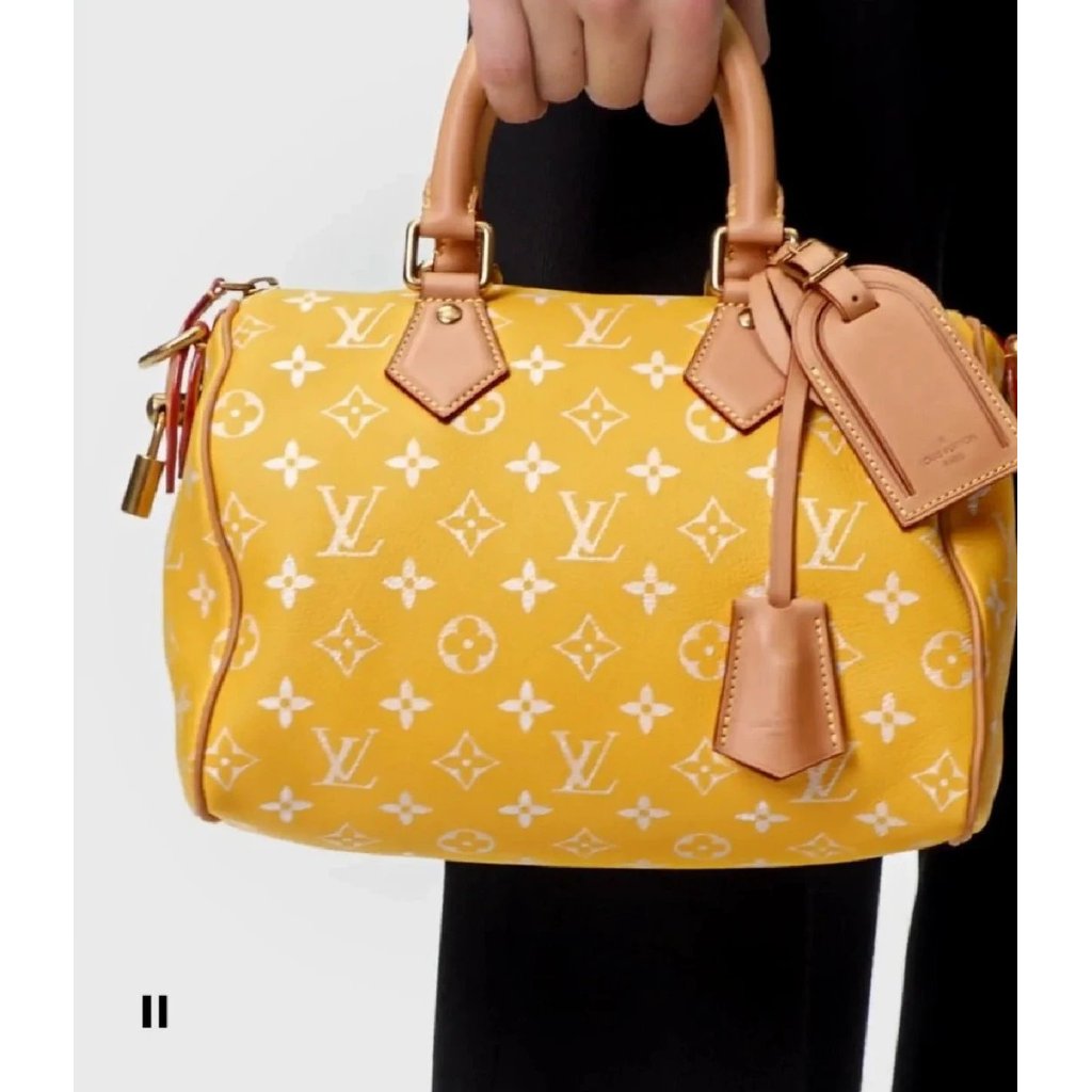 LV Fei Dong Speedy25 Pillow Bag ทรง Fortune สีเหลือง กระเป๋าสะพายข้าง ทำจากหนังวัวแท้
