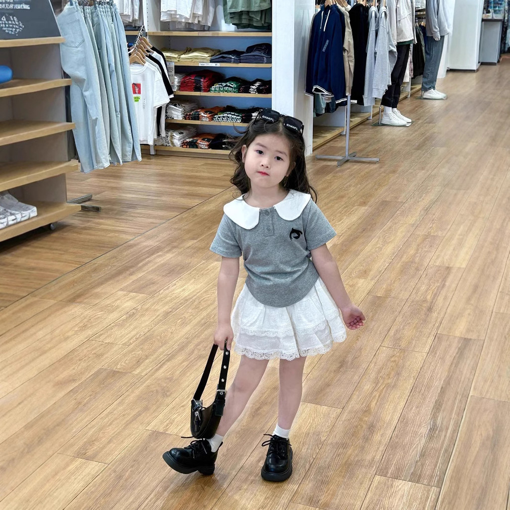 ✨JoyKids✨ เซตชุดเด็กหญิง 2 ชิ้น เสื้อคอปกบาน + กระโปรงกางเกงลายชั้น ดีไซน์เรียบง่ายสีสุภาพ สวมใส่ได้หลายโอกาส(เซตชุดเด็กผู้หญิงสีขาว-ดำ เนื้อผ้าคุณภาพ ดีไซน์คลาสสิกทันสมัย)