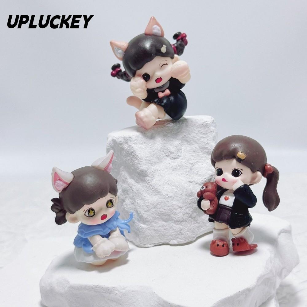 UPLUCKEY Baby Zorra Box, Meow Cat Face Series POPBEAN Mini เครื่องประดับ, POP MART การ์ตูนรูปปั้นขนา