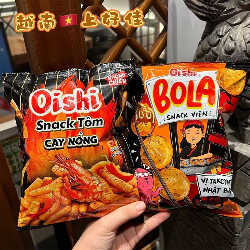 Oishi Oishi หมึกบอล Takoyaki 35g ขนมขบเคี้ยวเวียดนาม Oishi หมึกบอล Takoyaki รสชาติเข้มข้น กรอบอร่อย 