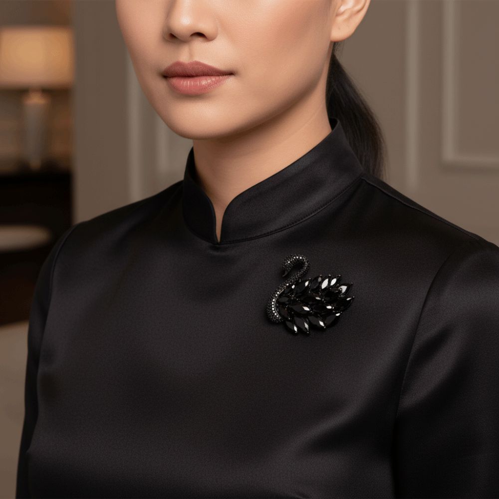 เข็มกลัดอนุสรณ์แบบแฮนด์เมด สไตล์หงส์ประกายคริสตัล สำหรับเสื้อยกทรงผู้หญิง - รูปที่ 7