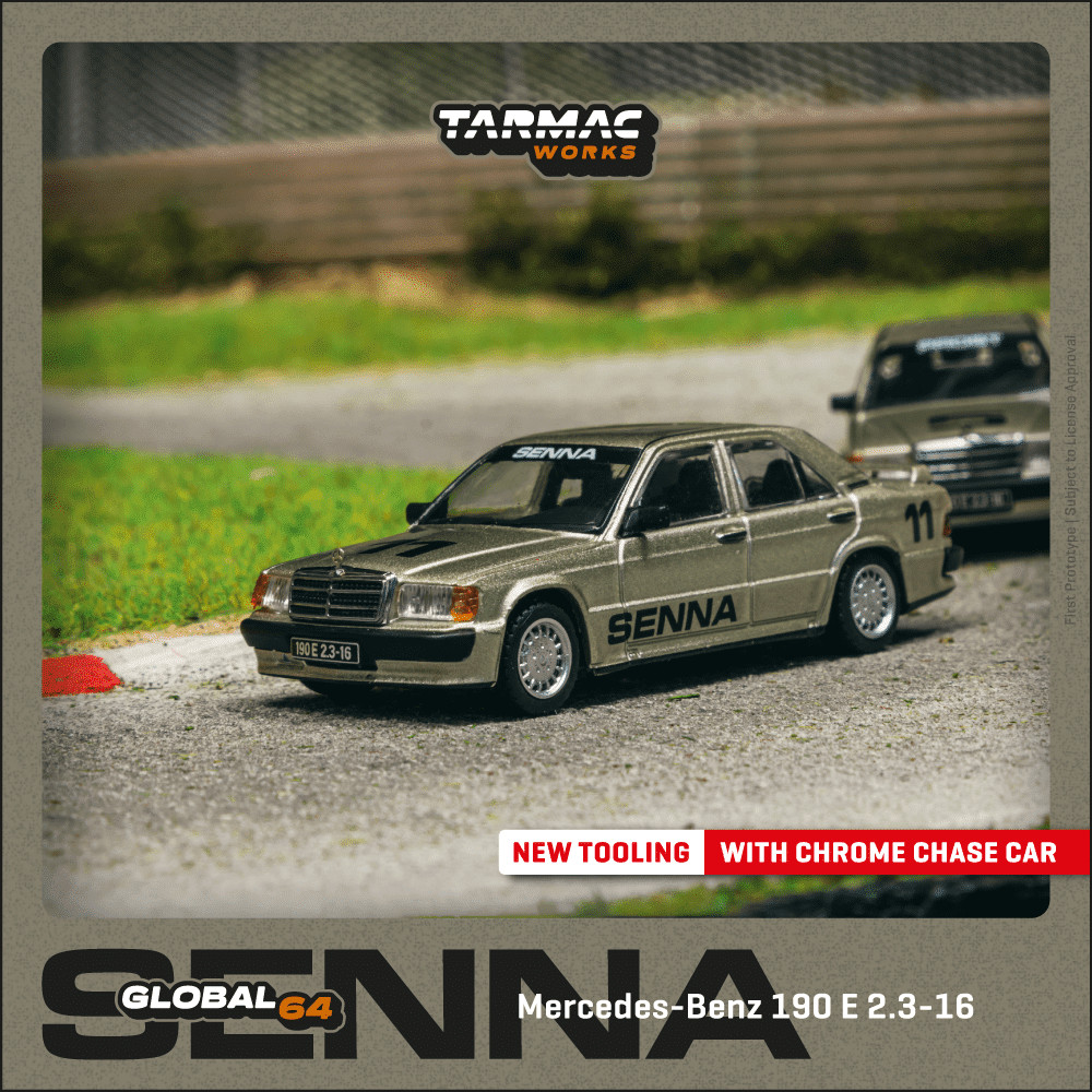 Tarmac Works 1:64 GLOBAL64 Mercedes-Benz 190 E 2.3-16 Race of Champion 1984 Ayrton Senna T64G-047-84