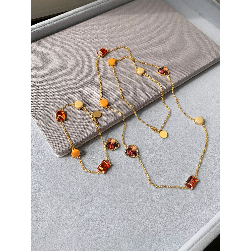 สร้อยคอคลาวคิเคิล European-American Style แบบโคบALT BLUE TOPAZ AMBER สำหรับผู้หญิงหรูหรา