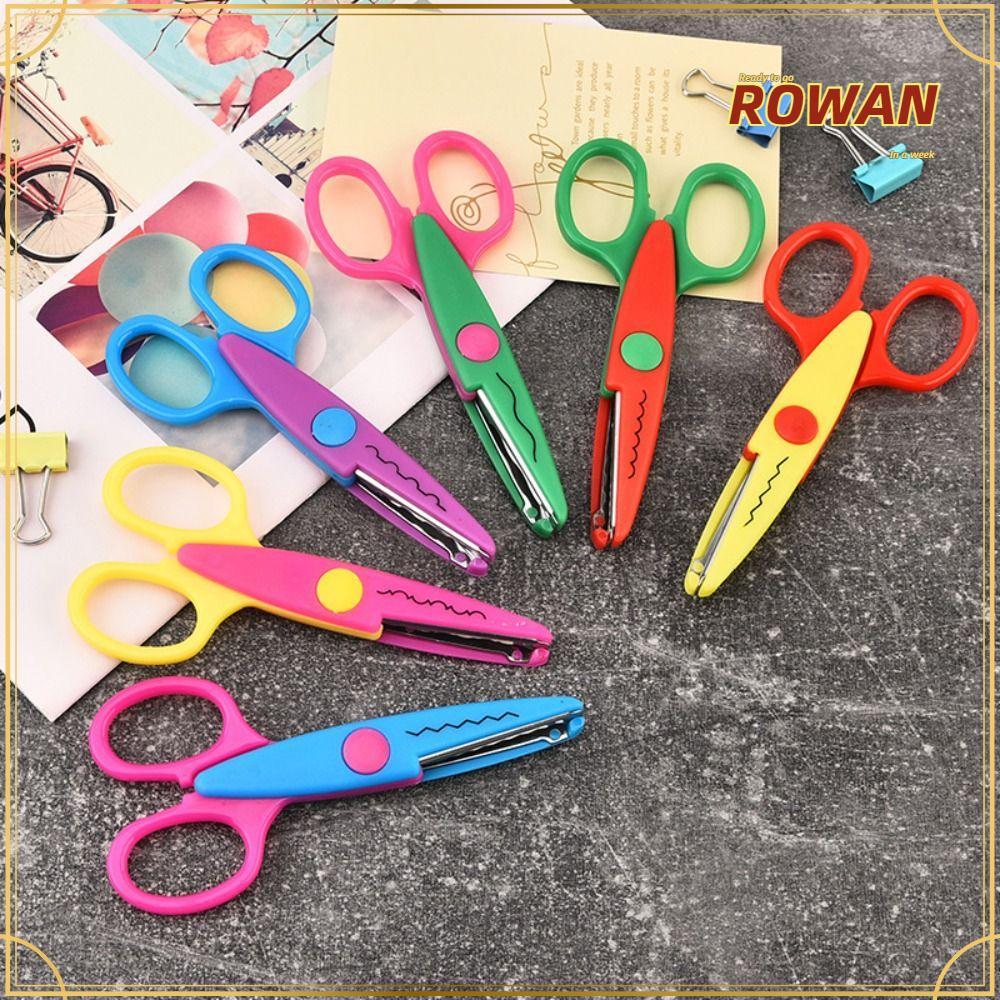 ROWANTH 1/6PCS Art Safety กรรไกร,หยักรูปแบบสบายมือลูกไม้กรรไกร, Minimalistic DIY สีขนาดเล็กรอบหัวเครื่องเขียนตัดกระดาษกรรไกรนักเรียน